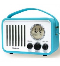 Retro Leather Portable FM-Am Alarm Clock Vintage Radio
